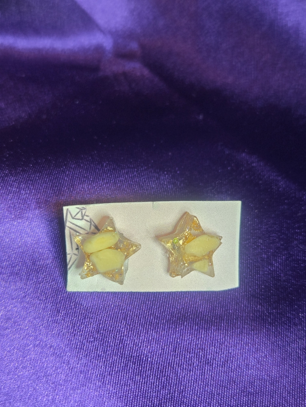 Orange Calcite Star Resin Stud Earrings - Picture 3 of 5